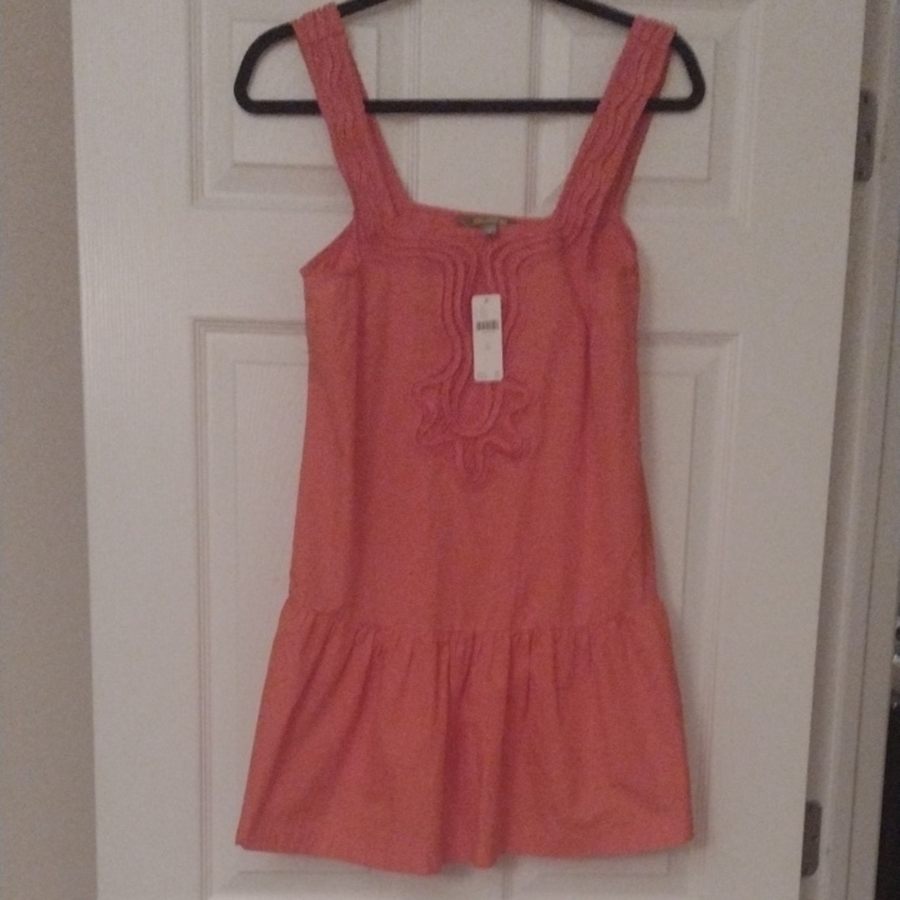 Anthropologie Coral Sleeveless Tiered Sundress